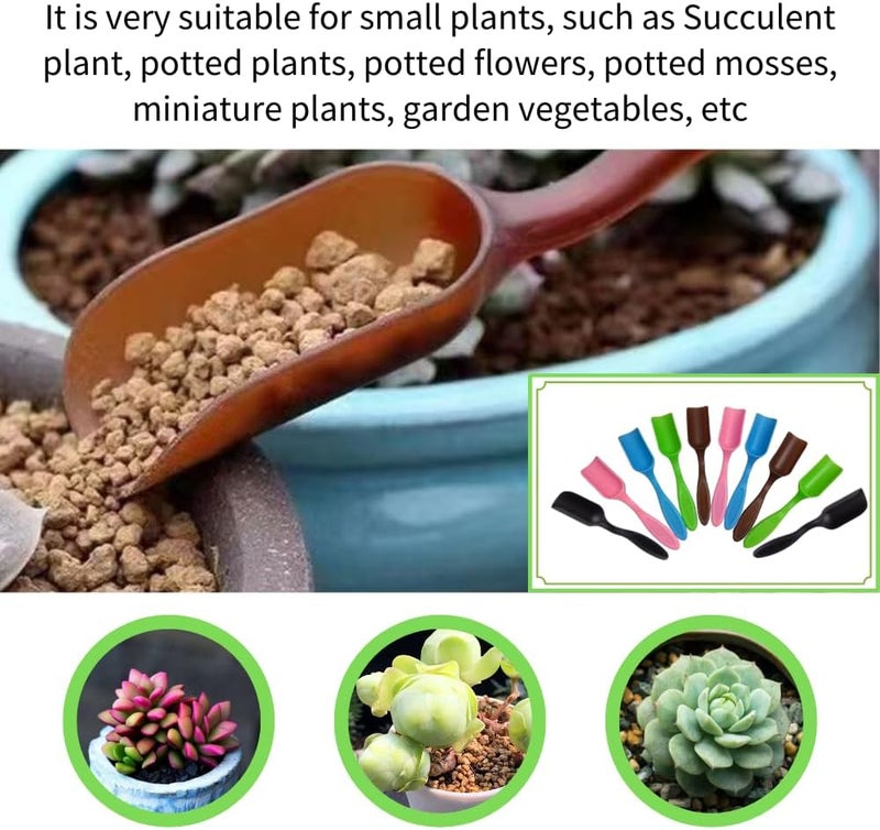 NINGDAN 10Pcs Mini Shovel,Plastic Mini Gardening Shovel Spoons Soil Scoops,Cultivation Digging Transplanting Tools for Succulents Potted Flowers,Milk Powder/Coffee Beans Scoops (5 Colors) - Image 3